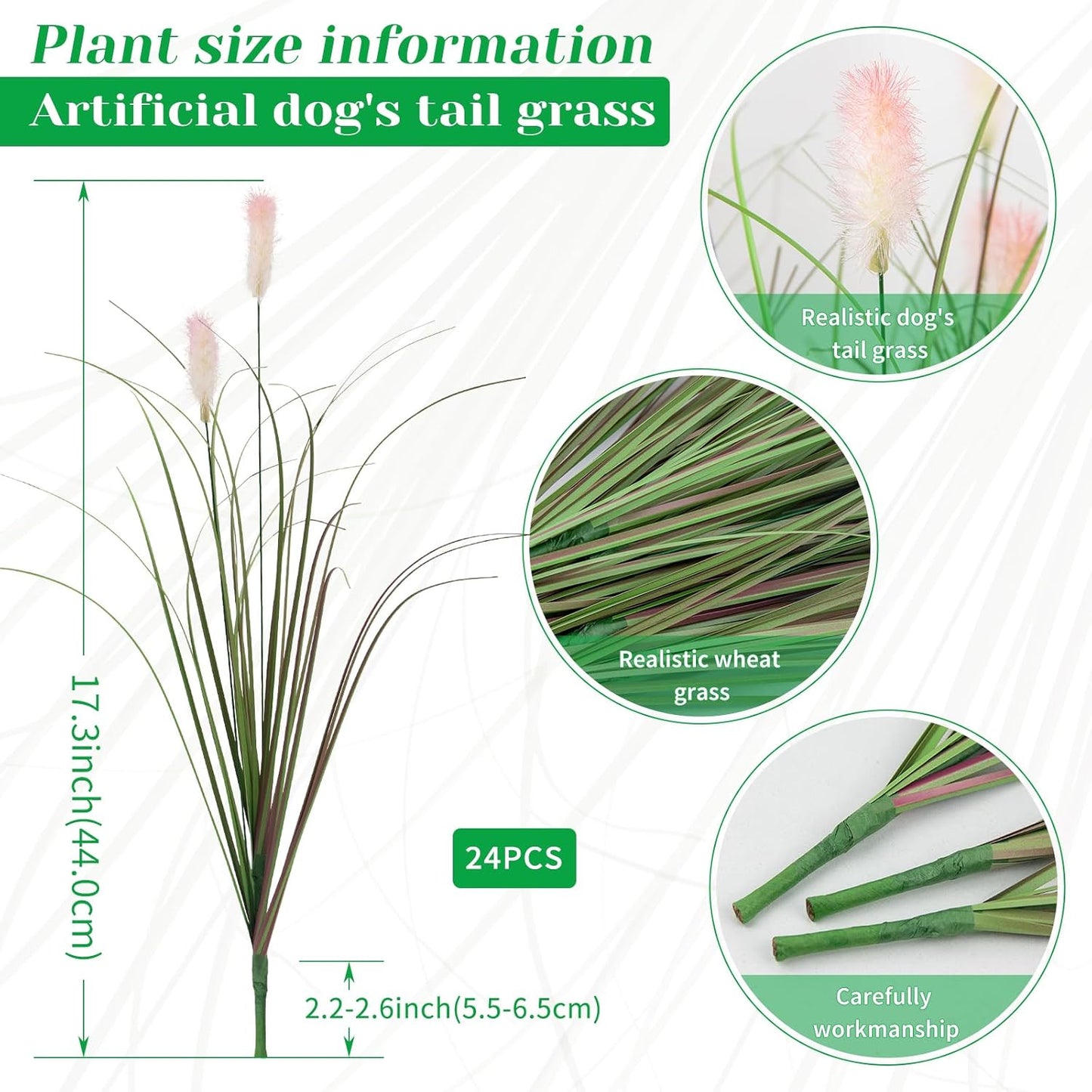 Artificial Grasses Plants Oudoor 24 Bunches Onion Grass Greenery with Plush Faux Fake Shrubs Plant Onion Wheat Grass for Outside Garden Indoor House Home Office Décor (Light Purple & Pink Plush