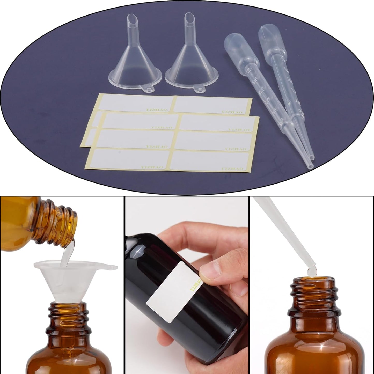 YIZHAO Amber Glass Spray Bottles 1oz, with Small Fine Mist Spray, Metal Cap, Refillable for Essential Oil,Travel,Cleaning,Perfume,Aromatherapy,Makeup – 12 Pcs