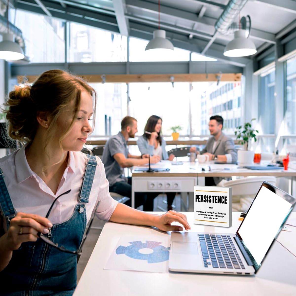 Persistence Noun Entrepreneur White Wooden Box Sign, Inspirational Office Decor Decorative Table Shelf Desk Decor, Rustic Workplace Farmhouse Home Bedroom Decor Office Decorations Desk Accessories