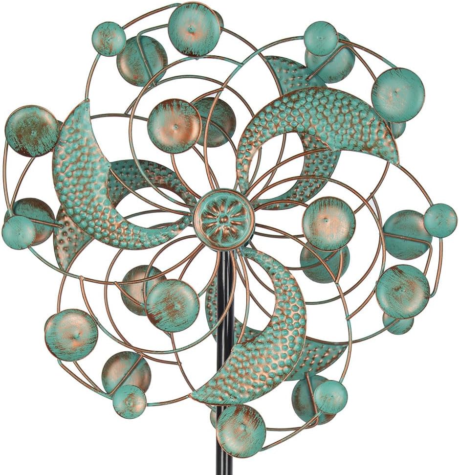 DREAMYSOUL Wind Spinner Outdoor, Metal Kinetic Wind Spinners, 13 Inches Dia Wind Spinners for Yard Garden Outside Patio Lawn Decor (Turquoise)