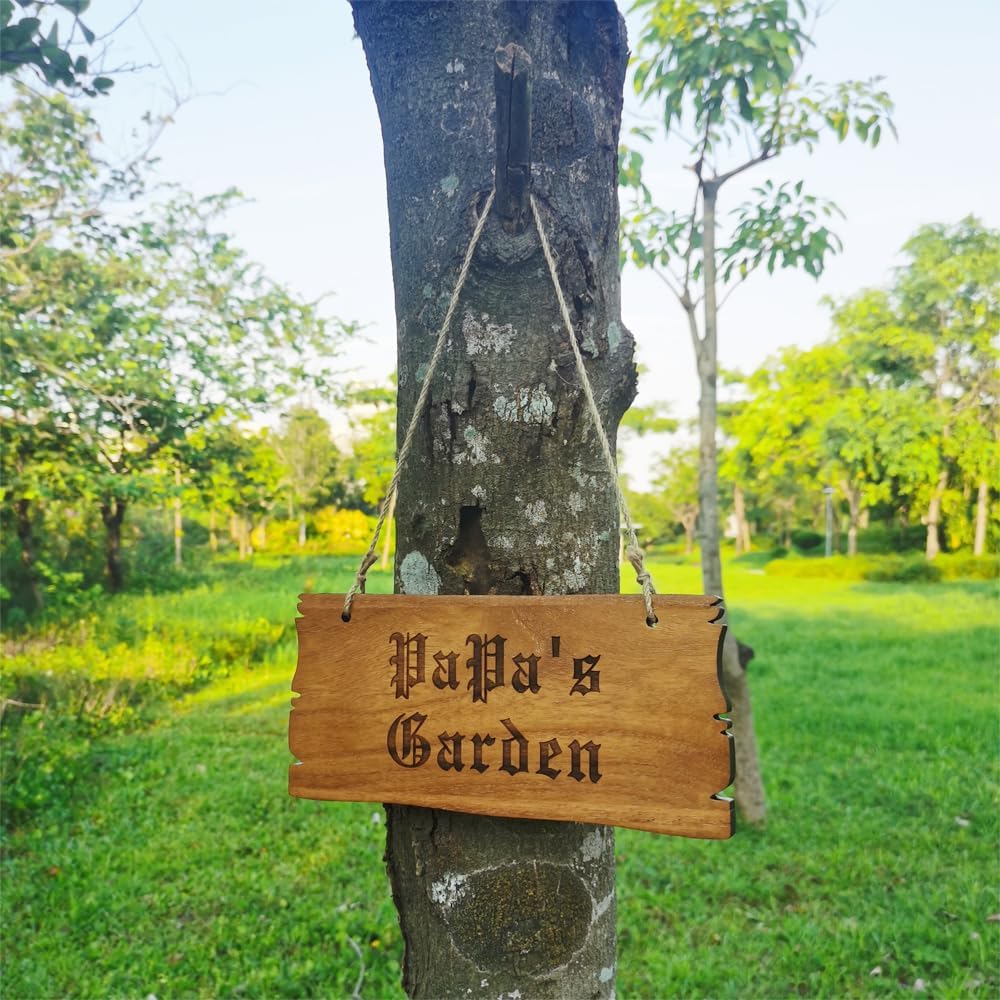 Personalized Wood Plaque Sign, Custom Engraved House Signs, Garden Signs, Welcome Sign, Decoration Signs (Brown)