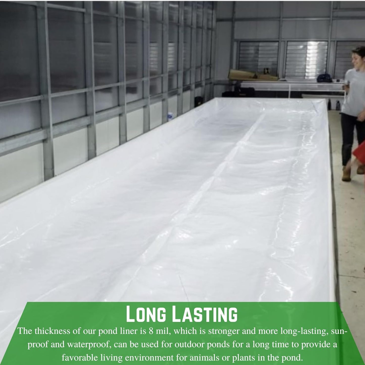 Farm Plastic Supply - 8 Mil Black/White Pond Liner - 8 Mil Fish Pond Liner, Pond Liners for Outdoor Ponds, Koi Ponds, Garden Fountain, Waterfall, Containment Liner (12' x 25')