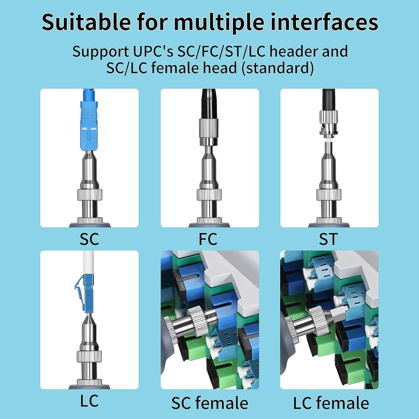 Orange A-600 Handheld 400x Fiber Optic end face Detector Magnifier Fiber Optic Microscope 5-inch high-Definition Touch Screen for SC/FC/ST/LC UPC Male/Female Head Interface Fiber Inspector (A-600U)