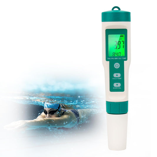 5in1 PH Water Tester, Digital pH Meter for Water, EC and TDS Meter with PH TDS EC ORP Temp Water Quality Tester for Hydroponics Plant Swimming Pool Aquarium Drinking Water Testing Kit PPM EC Tester