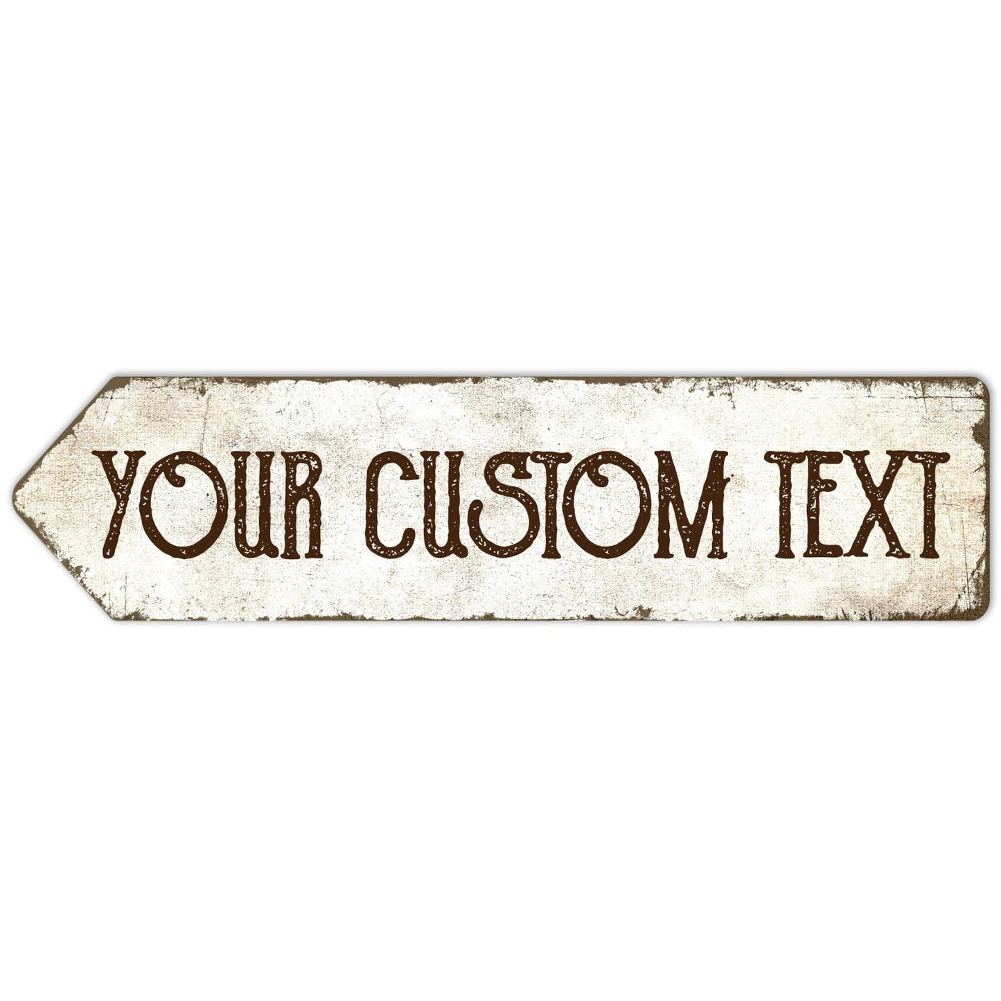 Rustic Custom Sign, Personalized Left Directional Metal Composite Street Sign for Indoor and Outdoor Use 6x24 Inches, ACM Made in the USA