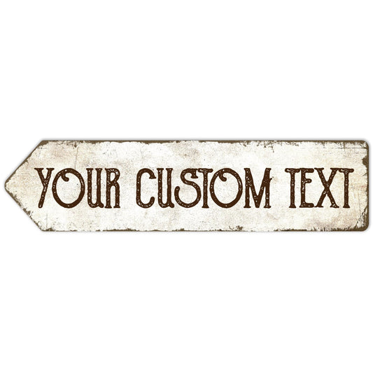 Rustic Custom Sign, Personalized Left Directional Metal Composite Street Sign for Indoor and Outdoor Use 6x24 Inches, ACM Made in the USA