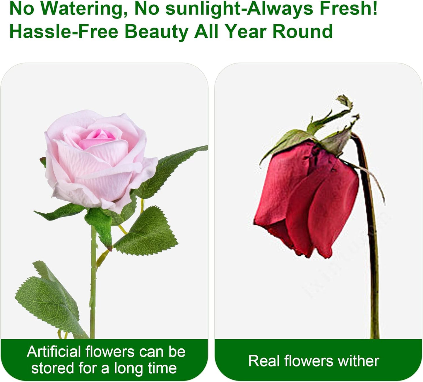 Fake Plants Roses Flowers Plastic Flowers Spring Decorations for Home Gifts for Gf Roses Artificial Flowers for Vase Fake Flowers Home Decor Fake Plant (Light Pink 50PCS)