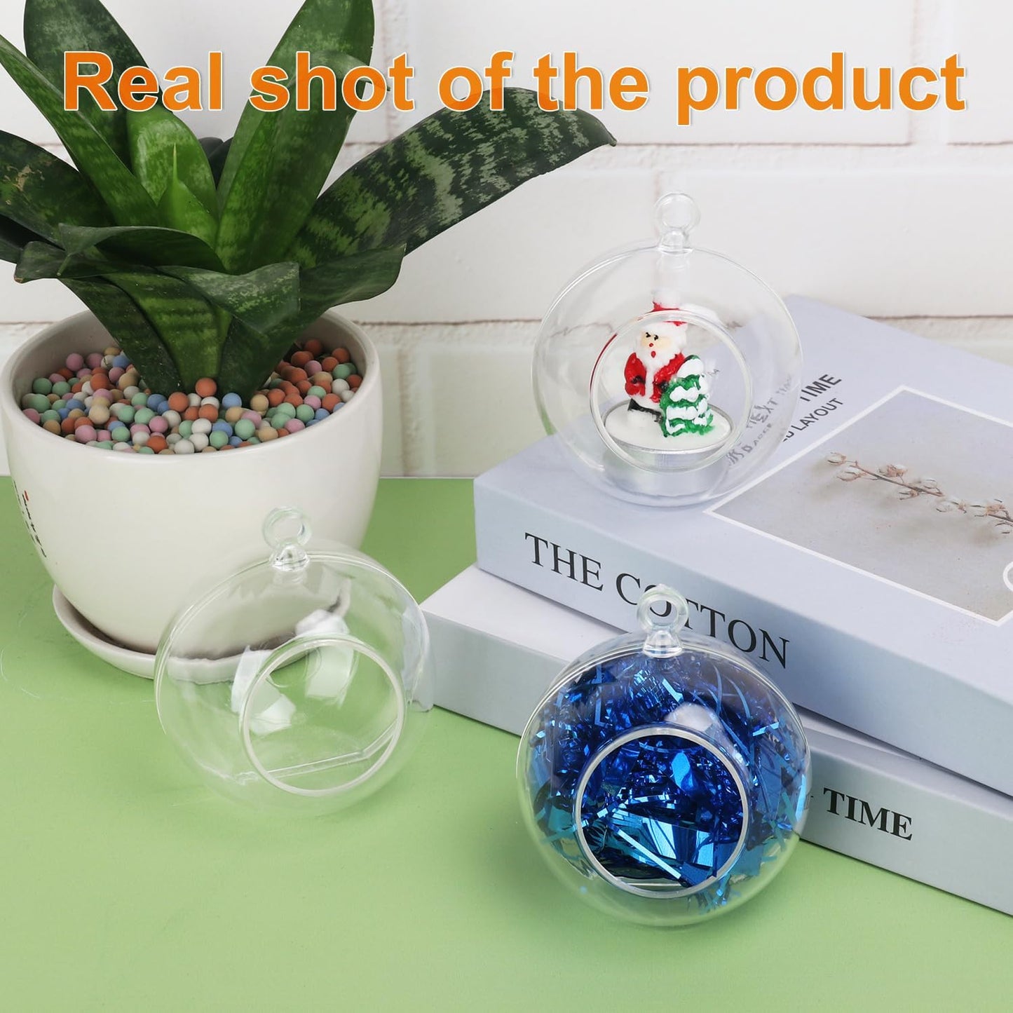 60 Pcs 3.15 InchTea Lights Hanging Glass Globes Orbs, Clear Hanging Candle Holder, Tealight Candle Holder for Wedding, Christmas, Party, Centerpiece Accessory and Home Decor by KUKLIPJIM.