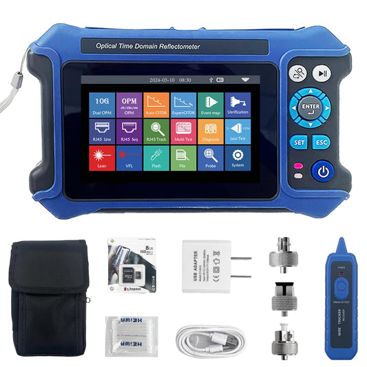 16-in-1 OTDR Optical Fiber Tester 1310/1550nm,4.3' Touch Screen and Event Map OLT (Optical Loss Test), Fiber Tester Built-in VFL OPM LS/OLS/RJ45,Functions RJ45 Cable Tester Network Tools