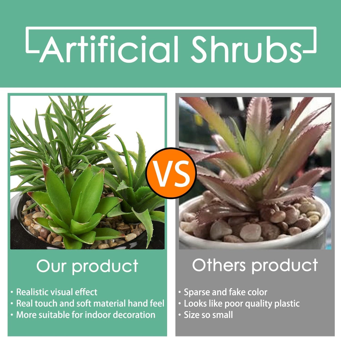 Hollyone Large Artificial Succulents Plants Faux Succulents in Pots Fake Succulent Potted Plants with Black Ceramic Pot for Home Decor Office Desk Bathroom Living Room Indoor & Outdoor Decorations