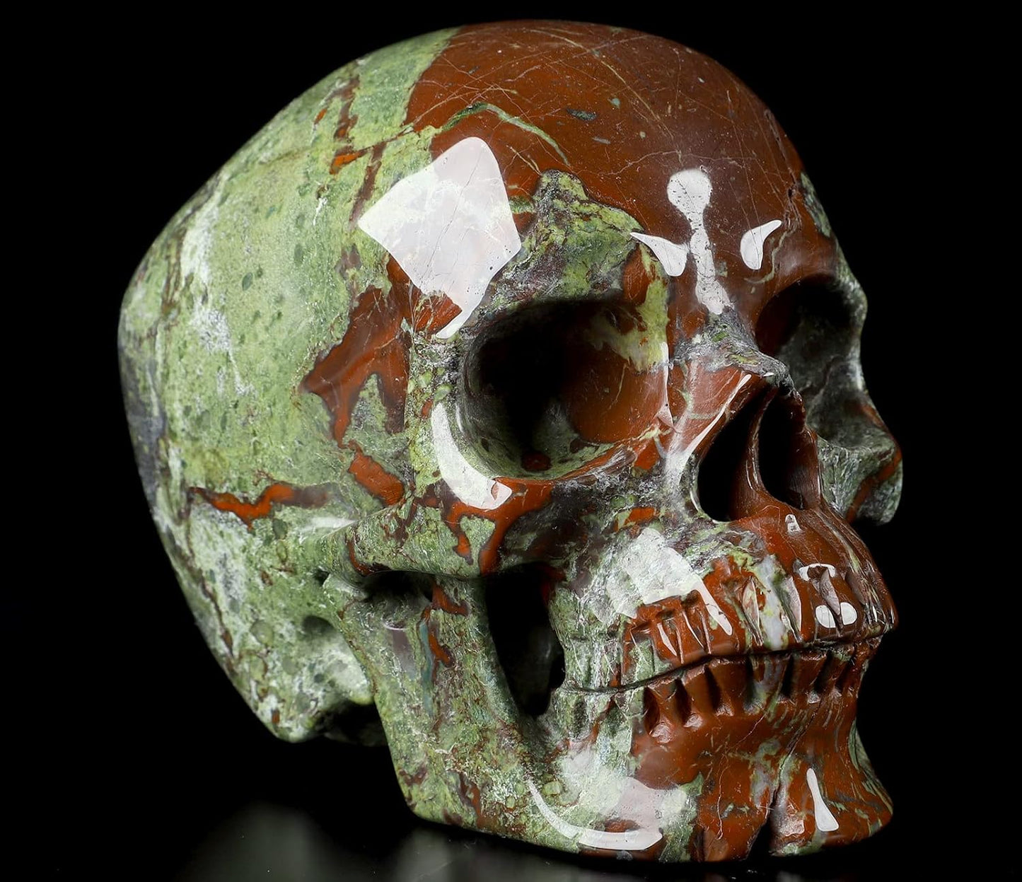 Skullis 5.0" Dragon Blood Jasper Hand Carved Crystal Skull, Super Realistic, Crystal Healing, Hand Carved Gemstone Fine Art Sculpture, Reiki Healing Stone Statue.2241 Z8