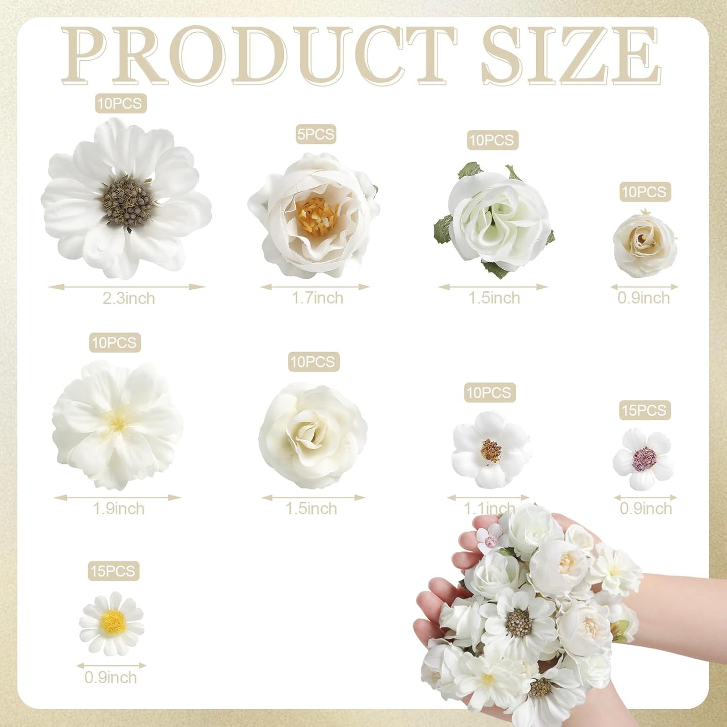 Serra Flora Mini Artificial Flower Heads Fake Flowers Small Silk Daisy Peony Flower Heads for Crafts Spring DIY Headwear Wreath Graduation Wedding Bridal Party Decoration