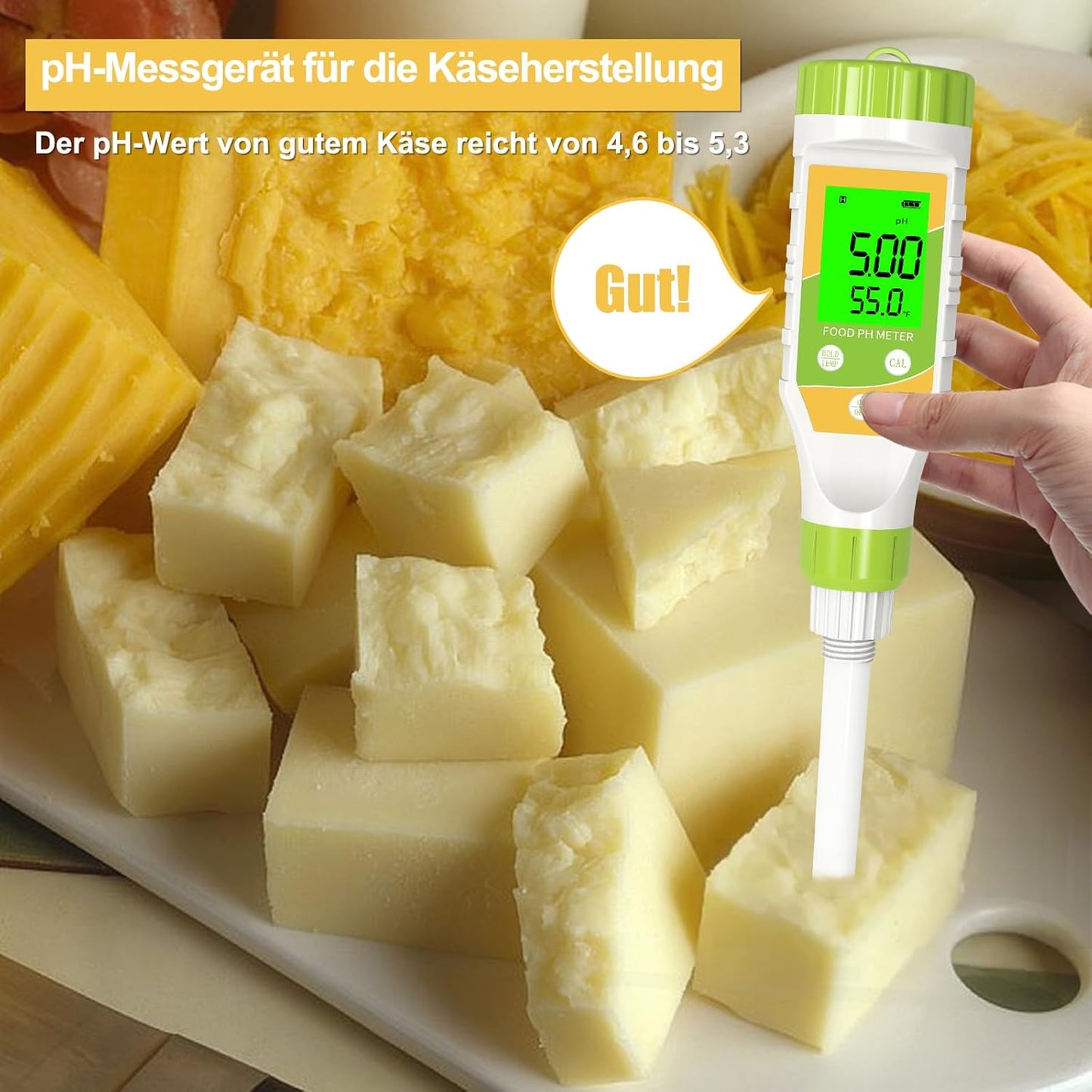 Digital pH Meter for Food, 0.01 Resolution High Accuracy Food pH Tester with Backlit LCD Display and ATC for Meat, Bread, Canning, Brewing, Cheese, Solid Sampling, Soft Soil and Water