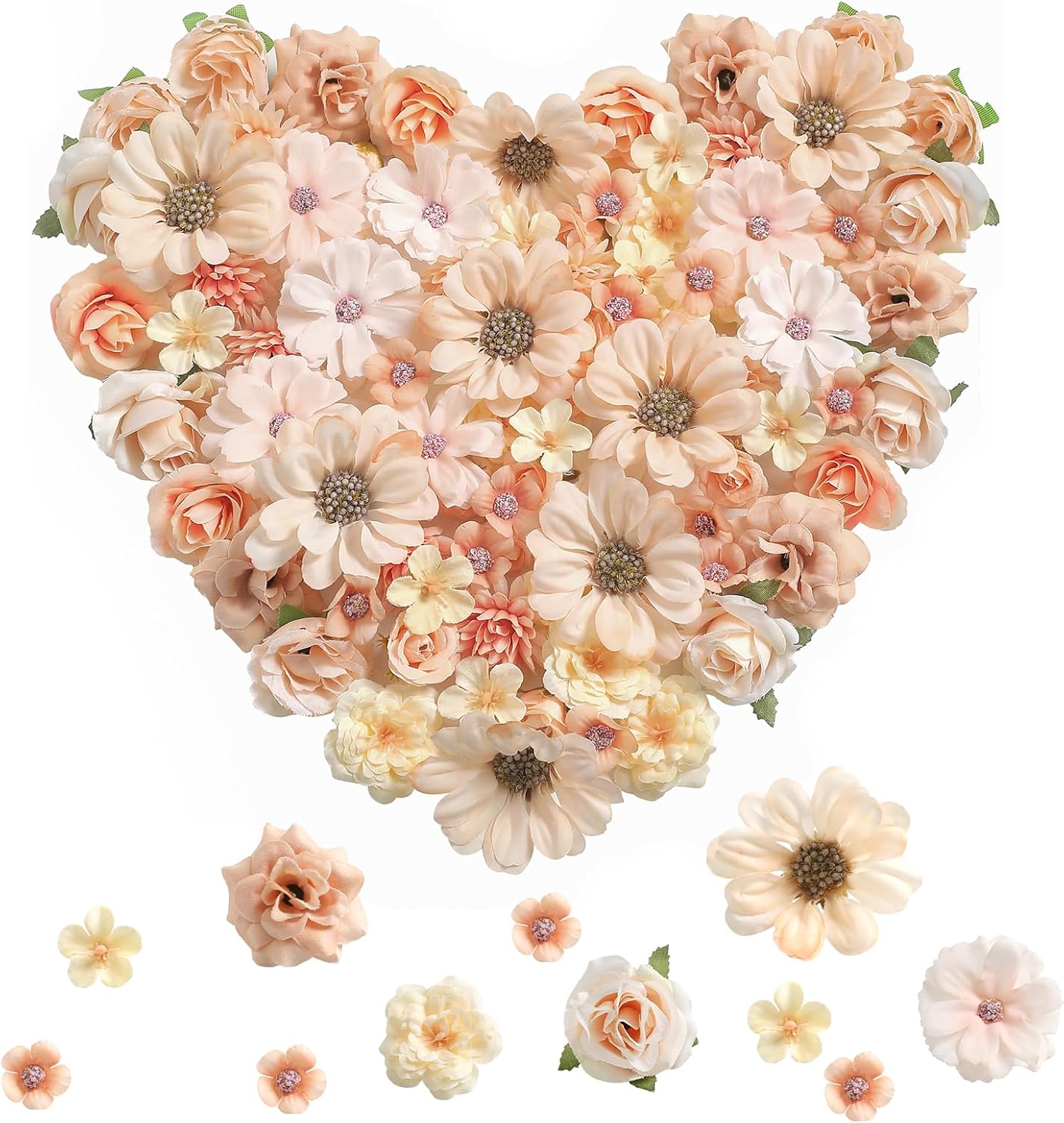 Serra Flora Faux Flower Heads Mini Artificial Flower Heads Fake Flowers Multicolor Small Silk Daisy Peony Flower Heads for Craft Garland Wedding Party DIY Home Decoration