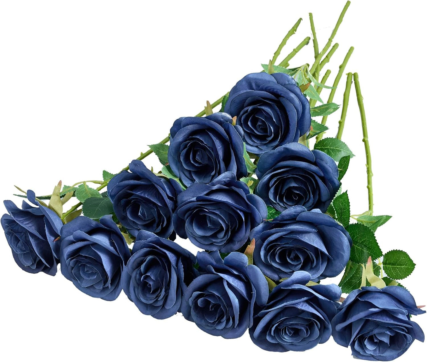 12pcs Roses Artificial Flowers Fake Roses Navy Blue Silk Roses Navy Silk Flowers Rose with Long Stems for Wedding Home Party Centerpieces Decorations