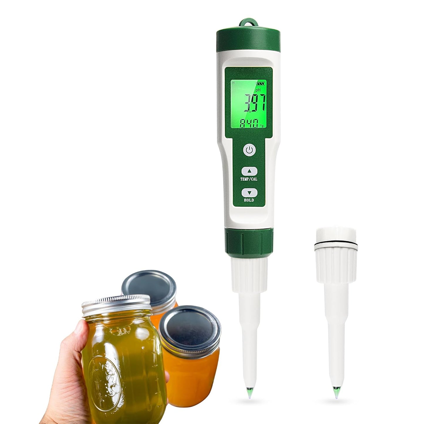 Digital pH Meter for Food, Food pH Tester with 2 pH Probe for Fermented Foods Dough