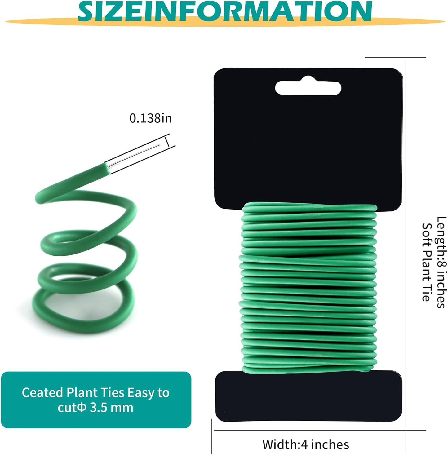 (2 Reel) Soft Plant Ties, Garden Ties TPR Flexible Durable Heavy Duty Twist Wire for Twine Tomatos Branches Vines and Tying Up Cable Wires (Green)(φ3.5mm，26feet)