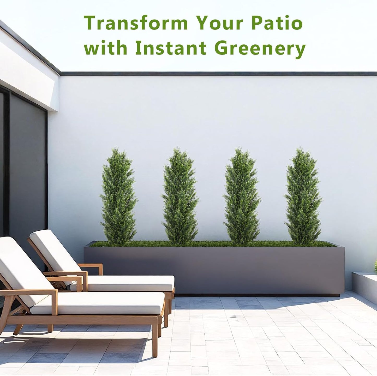 THE BLOOM TIMES 5ft Topiary Trees Artificial Outdoor – UV Resistant Faux Cedar Pine Cypress Bushes and Shrubs, Fake Potted Plants for Front Porch Outside Planter Patio Decor, Set of 2 (5 Foot)