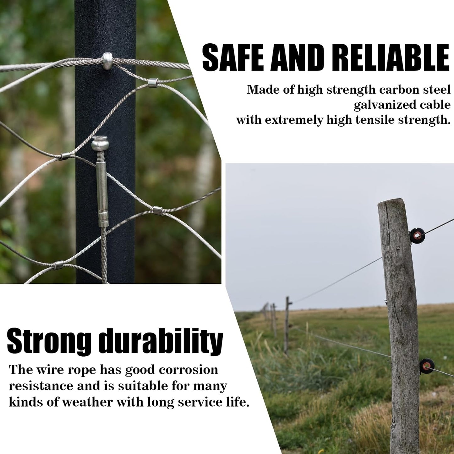 Metal Wire 1/8 inch Carbon Steel Galvanized Cable 100FT Length Aircraft Cable 7x7 Strand Core Picture Hanging Wire with 10 Pcs Thimbles and 20 Pcs Aluminum Sleeves