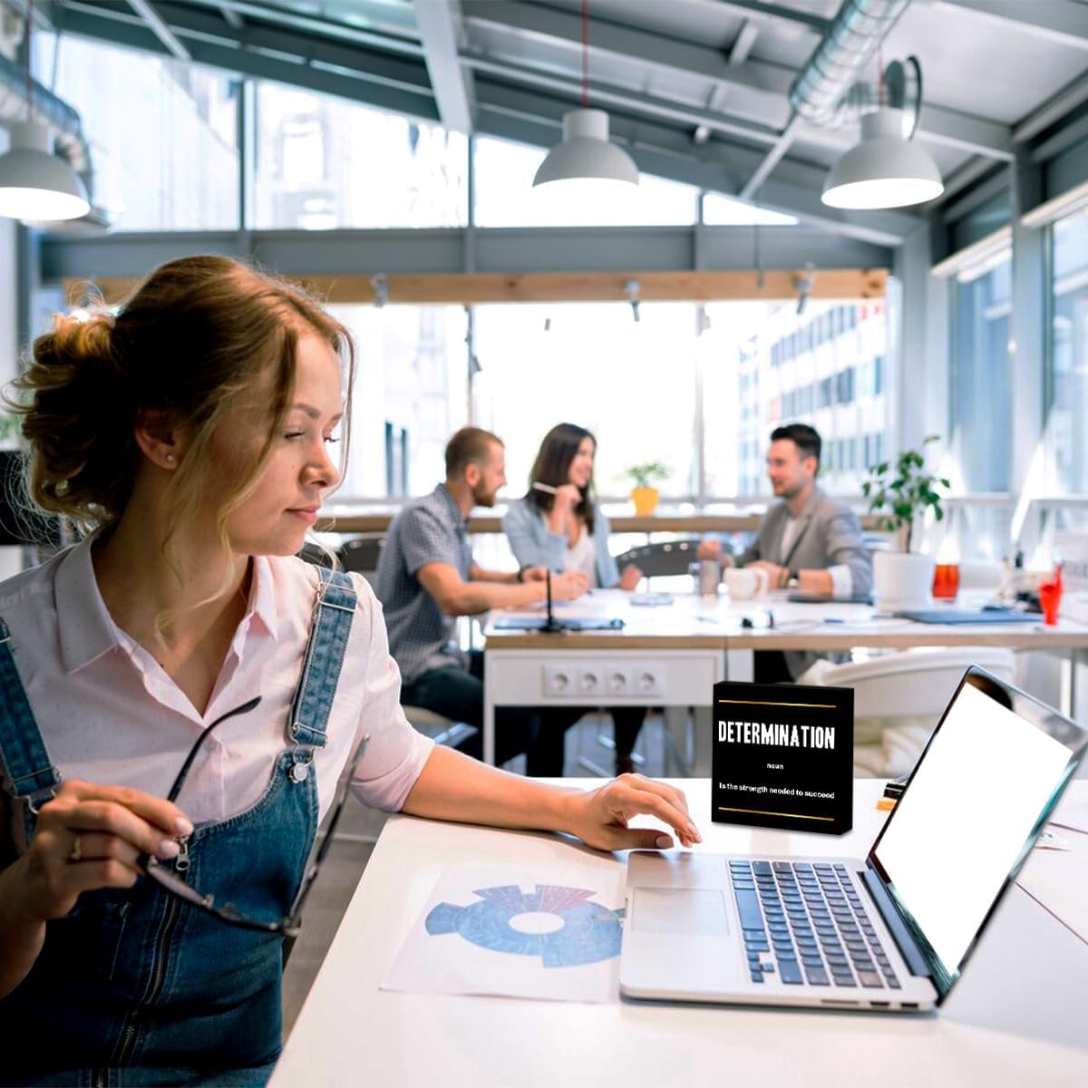 Determination Noun Entrepreneur Black Wooden Box Sign, Inspirational Office Decor Decorative Table Shelf Desk Decor, Rustic Workplace Farmhouse Home Bedroom Office Decorations Desk Accessories