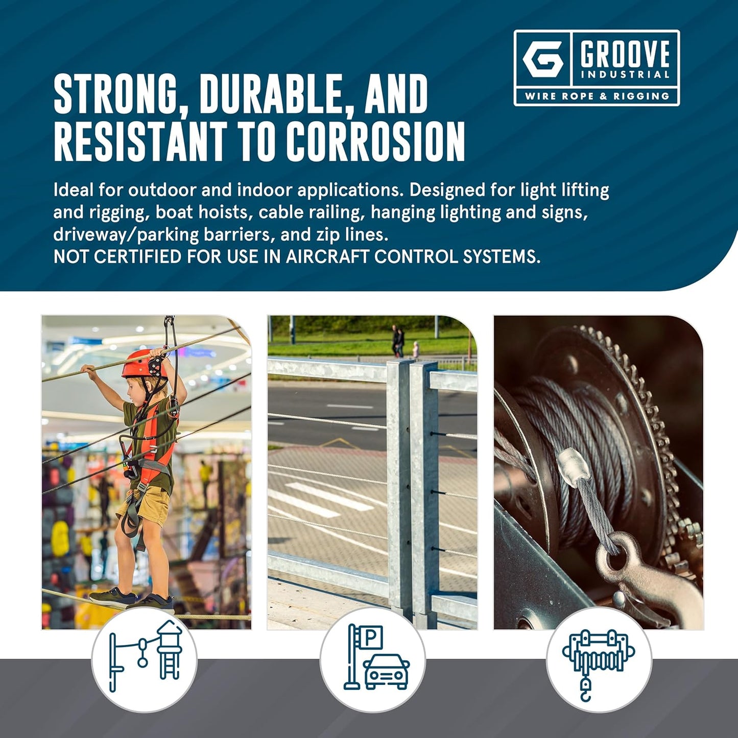 1/8’’ 7x19 Hot Dip Galvanized Aircraft Cable – Steel Wire Rope - 2000 Feet