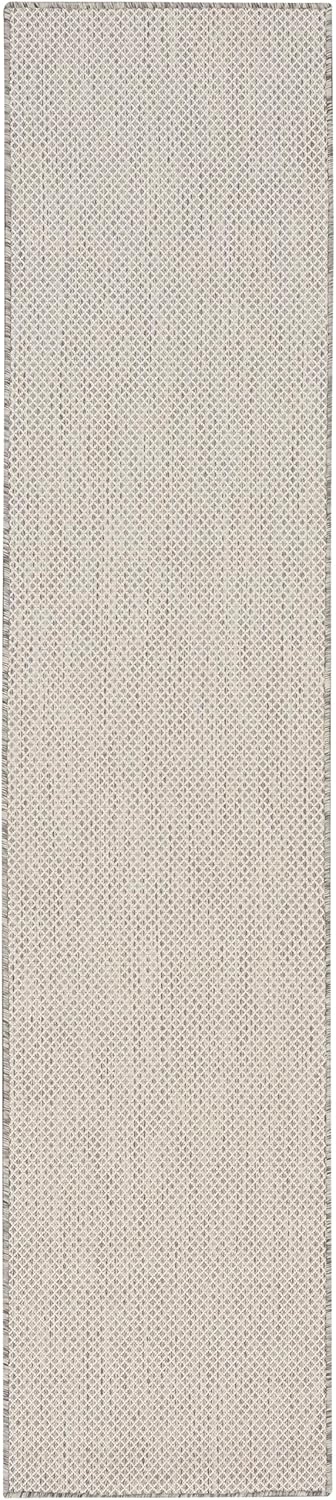 Nourison Home Courtyard Textured Ivory Silver 2' x 6' Area Rug, Easy Clean, Non Shedding, Bed Room, Living Room, Dining Room, Kitchen (2x6)