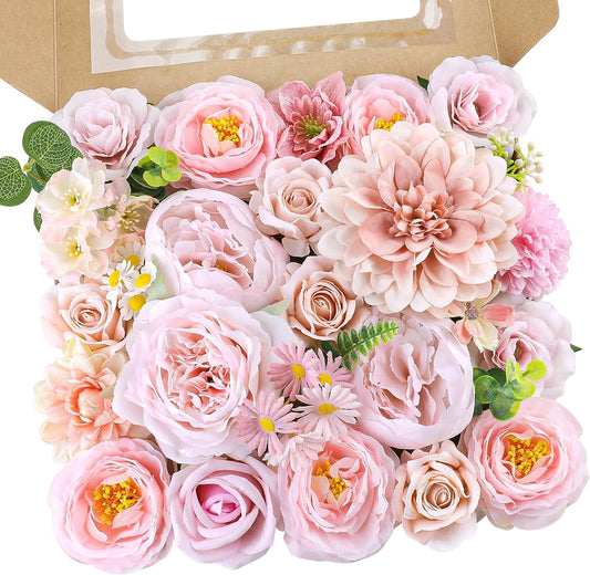 AGIRL Rose Artificial Flowers Combo Fake Flowers Rose Silk Flowers with Stems for DIY Wedding Bouquets Centerpieces Arrangements Table Decor Bridal Baby Shower Party Home Fall Decor(Nude Pink)