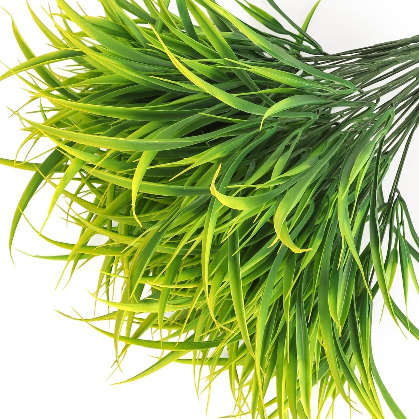 Ouddy Decor 16 Bundles Artificial Plants Outdoor Fake Grass Greenery Stems UV Resistant Faux Plastic Plants Shrubs for Spring Summer Home Garden Pathway Window Box Front Porch Decor, Yellow