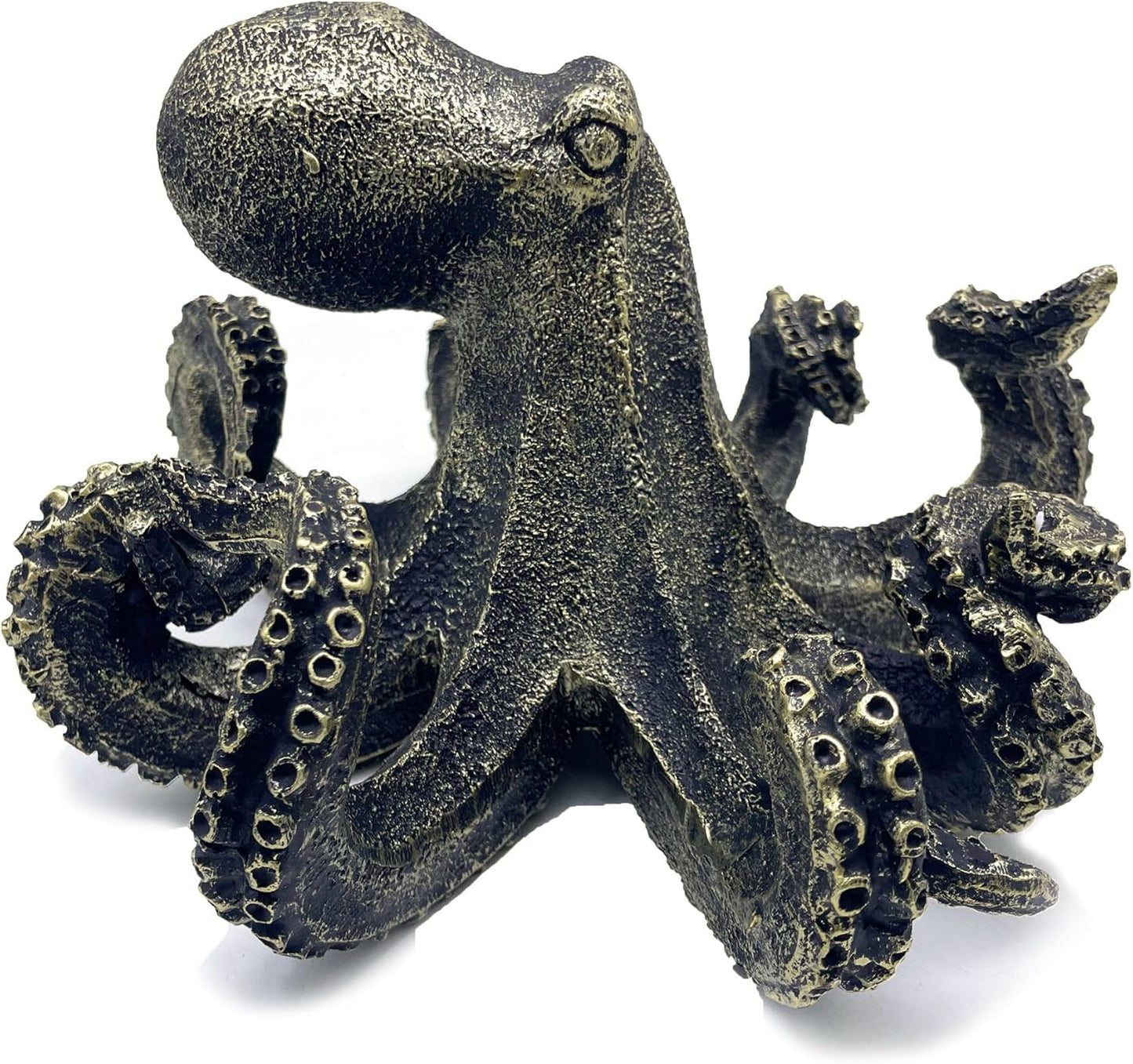 10 Inch Octopus Vintage Statue Sculpture Frgurine Gift for Home Office Living Room Desktop Display Decor Decorative (Gold)