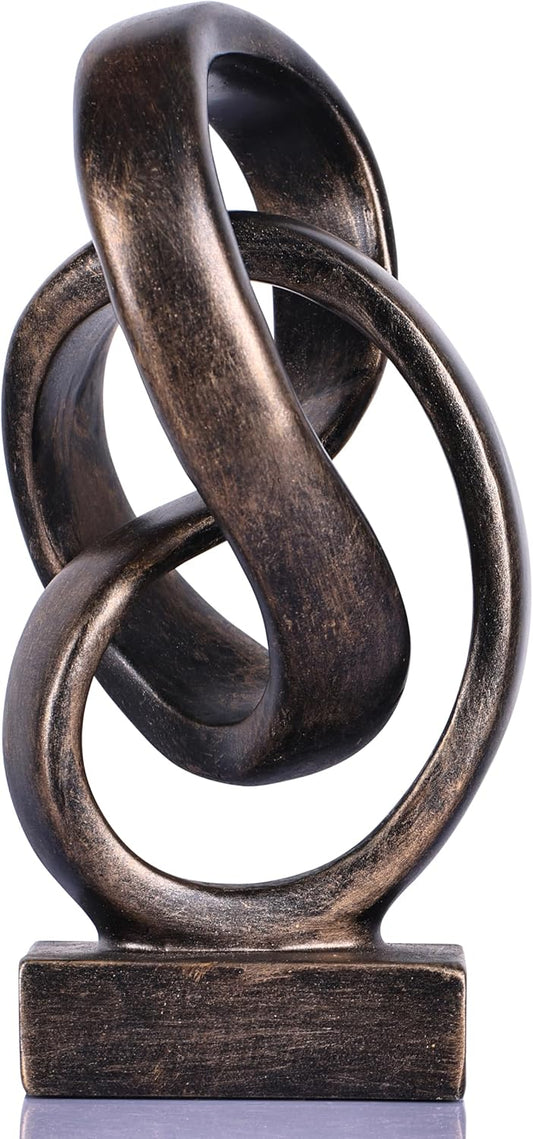 Modern Abstract Knot Sculpture, Artistic Mobius Inspired Resin Decor, Elegant Home and Office Decor, Perfect for Shelves, Desktops, and Mantles, Ideal Gift for Birthdays, Housewarmings (Bronze)