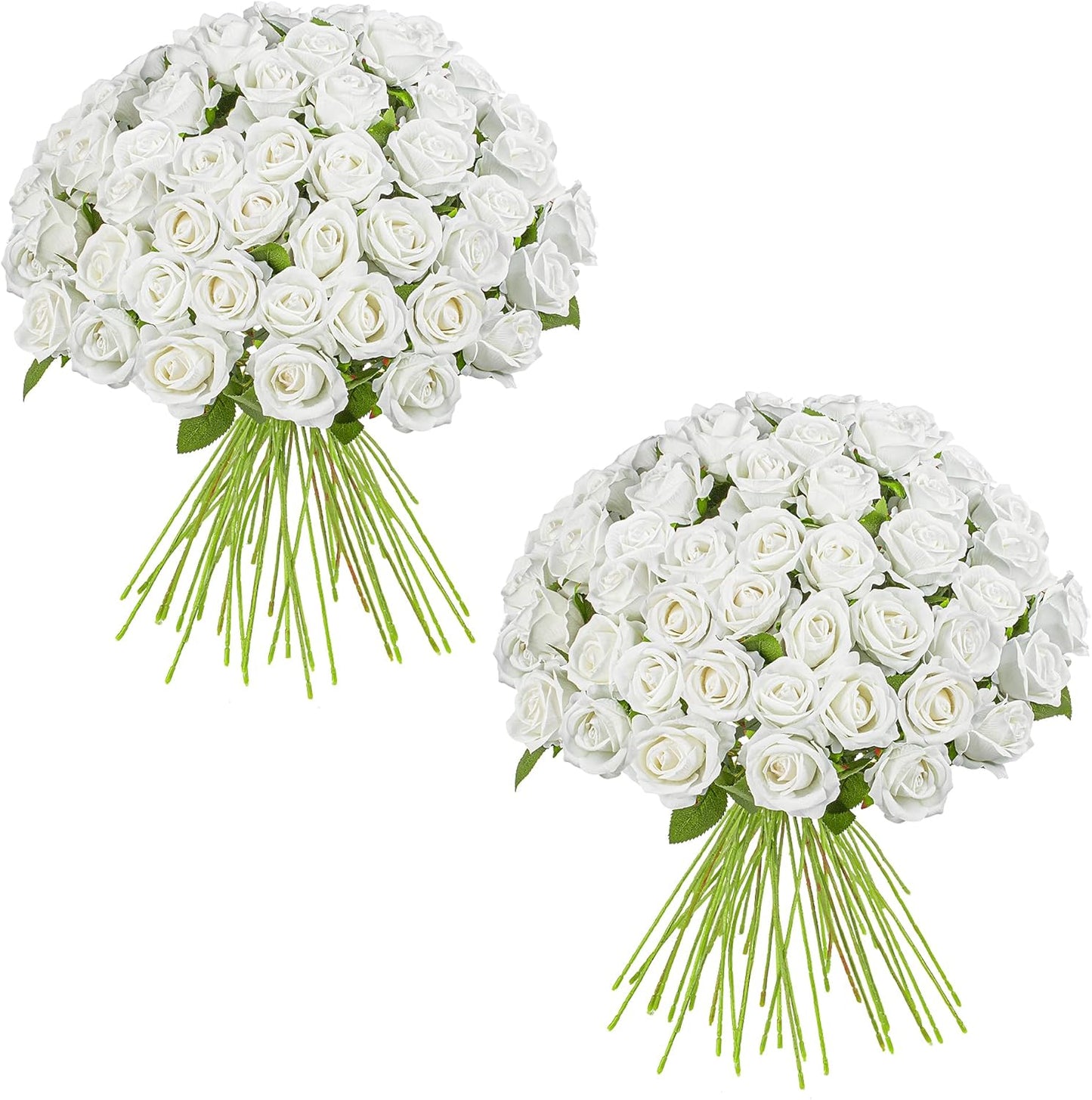 Fake Plants Roses Flowers Plastic Flowers Spring Decorations for Home Gifts for Gf Roses Artificial Flowers for Vase Fake Flowers Home Decor Fake Plant19.6“ (White 100PCS)