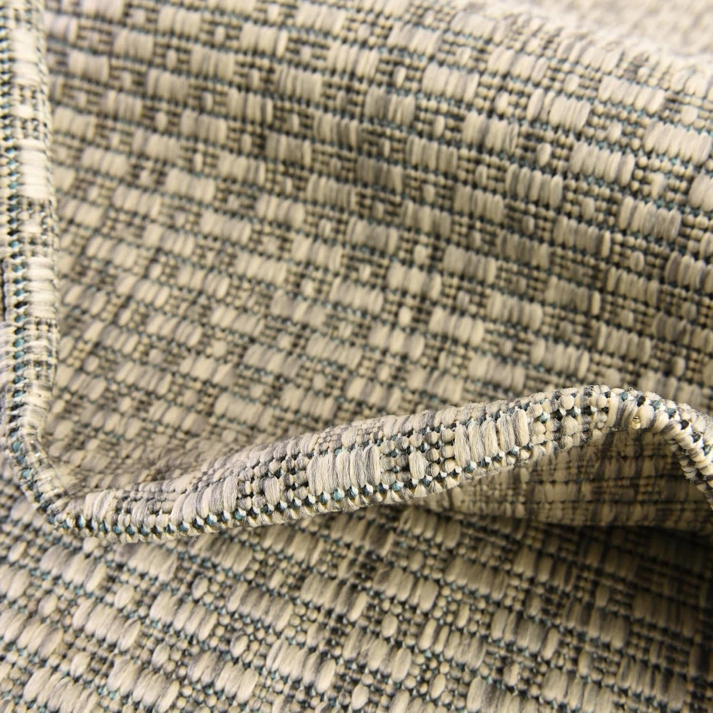 Unique Loom Collection Casual Transitional Solid Heathered Indoor/Outdoor Flatweave Area Rug (7' 10" x 10' Oval, Light Gray/Ivory)