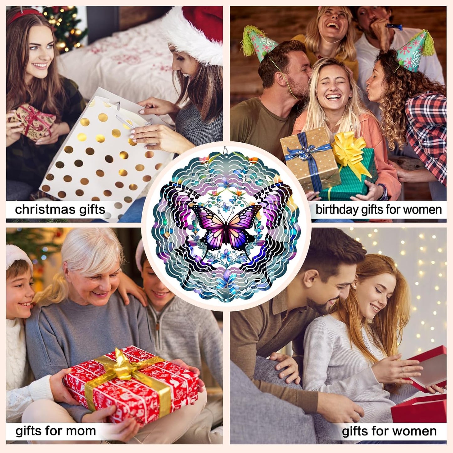 Wind Spinners Outdoor Butterfly - Birthday Gifts for Women Mom Wife Grandma, Hanging Wind Sculptures Wind Spinners, 12 inch 3D Wind Spinner for Garden Decor for Outside, Garden, Patio, Yard, Outdoor