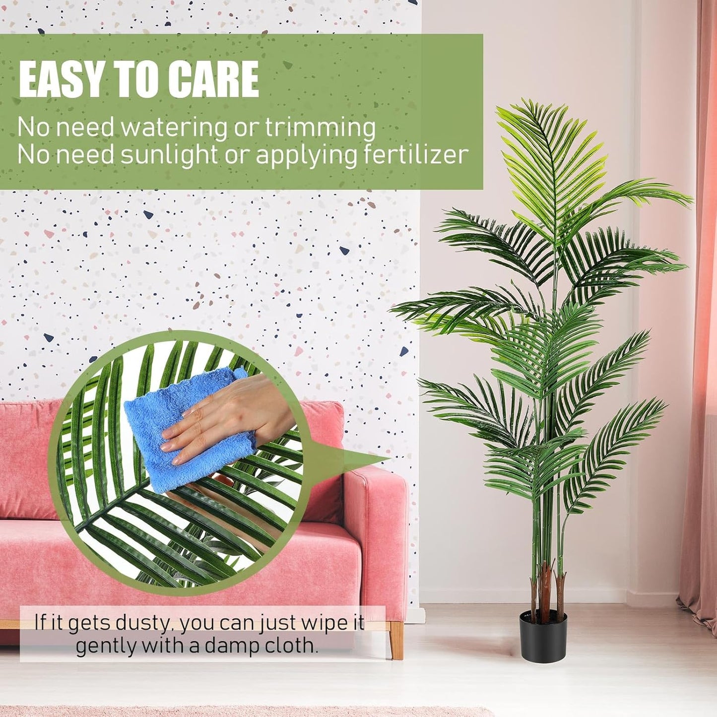 Jexine 4 Pack Artificial Palm Trees 6Ft, Fake Plants Fake Trees Artificial Areca Palm Plants for Outdoor Indoor Faux Tree in Pot for Pool Home Decor Office Housewarming Gift Modern Decoration