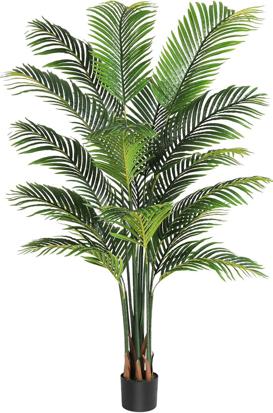 VIAGDO Artificial Fake Palm Tree 6ft Tall with 16 Detachable Trunks Faux Tropical Palm Silk Plant Feaux Dypsis Lutescens Plants in Pot for Home Office Living Room Floor Decor Indoor