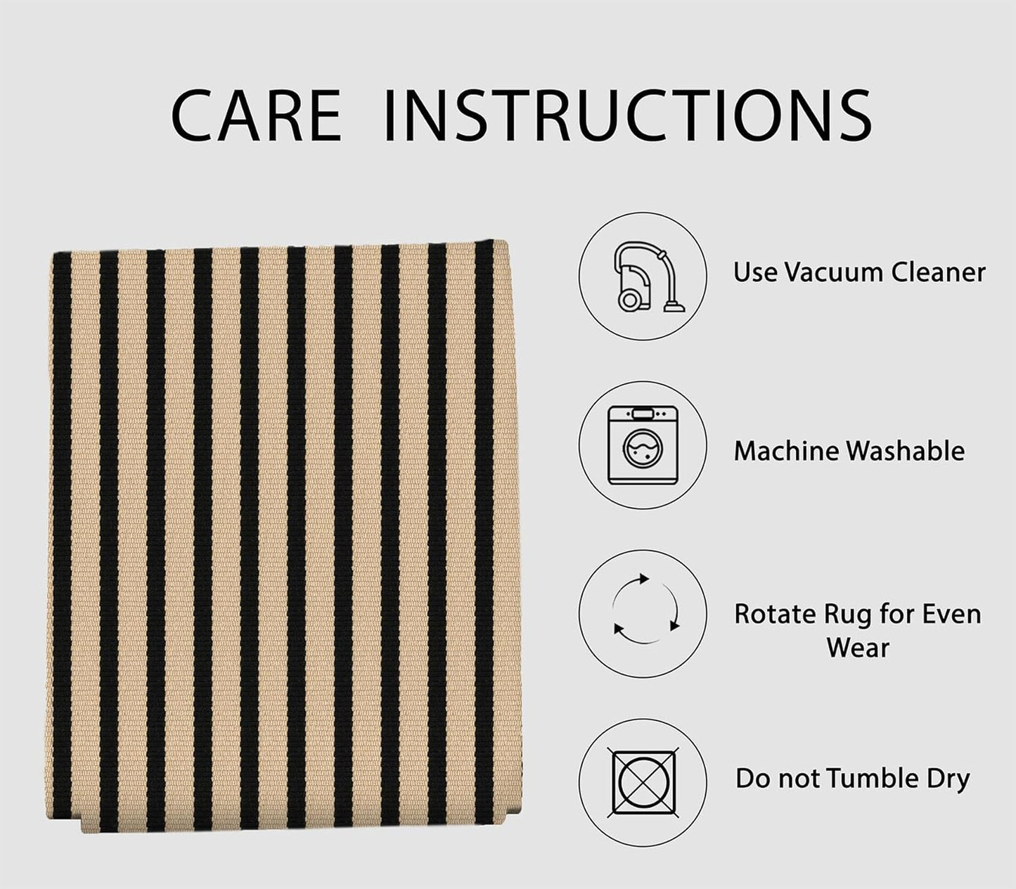 IOHOUZE Striped Area Rug 3'x5' Front Door Rugs Small Washable Area Rug for Front Porch, Spring Summer Welcome Door Mats Outdoor Indoor, Doormat for Entryway Porch Entrance, Tan/Black