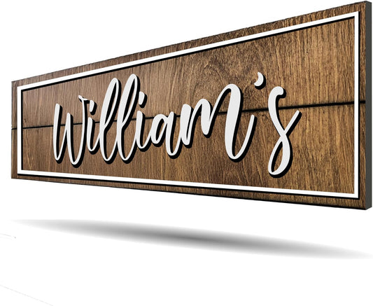 Personalized Family Name Sign - Custom Last Name Wood Decor Plaque, 20x7 in Rustic Farmhouse Style Wedding Gift, Housewarming Gift, Custom Wooden Hanging with Established Date, Small Art for Living Room or Entryway