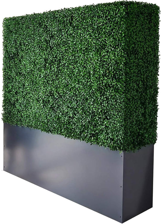 AGPL Upgraded Artificial Boxwood Hedge Wall with Gray Color Planter Room Divider and Privacy Wall Backdrops (48" H 48" W 12" D)