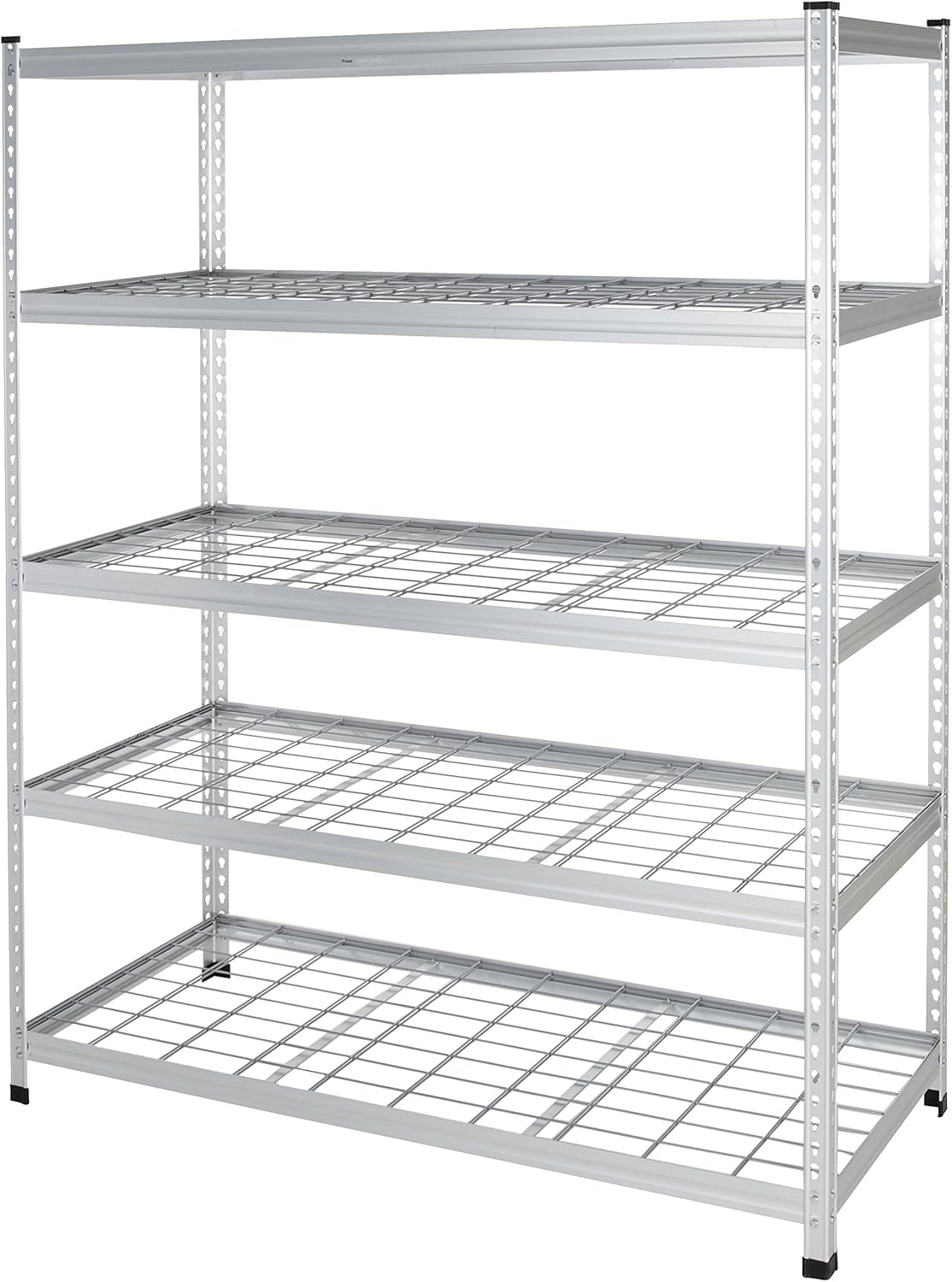 Amazon Basics 4000IBS Heavy Duty Adjustable Storage Shelving Unit, 5 Shelf, High-Grade Aluminum, Silver, 60 x 24 x 78 Inch