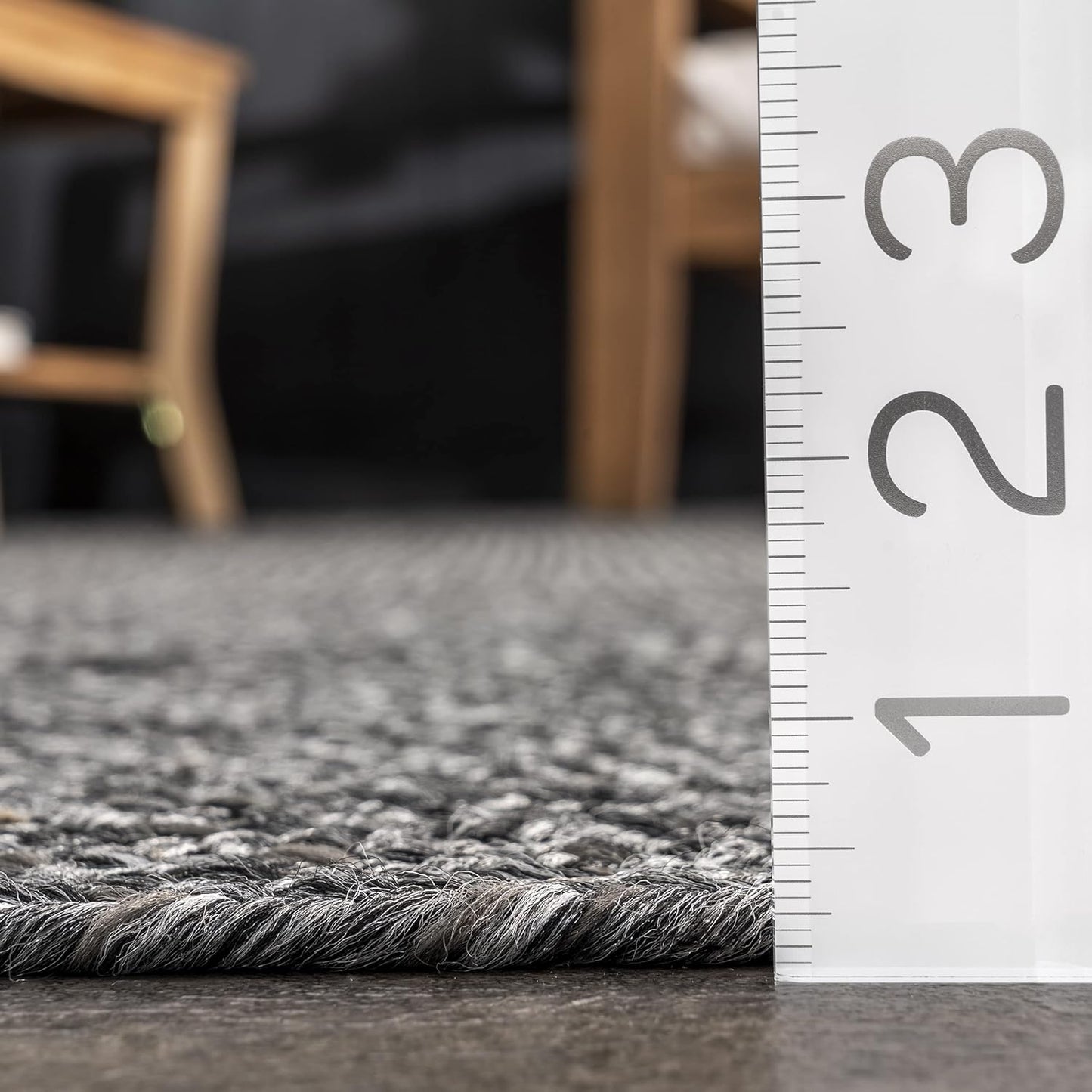 nuLOOM 8' Square Solid Hand Braided Indoor/Outdoor Area Rug, Pet-Friendly, High Traffic, Weather Resistant, for Patio, Balcony, Bedroom, Living, Dining Room, Wynn Charcoal