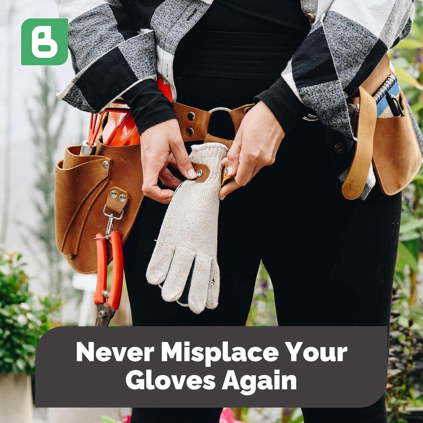 Botanica Leather Garden Tool Belt for Women with Glove Holder - Florist Belt - Durable Gardeners Tool Belt for Women - Gardening Belt - Gardening gift for women - Utility belt