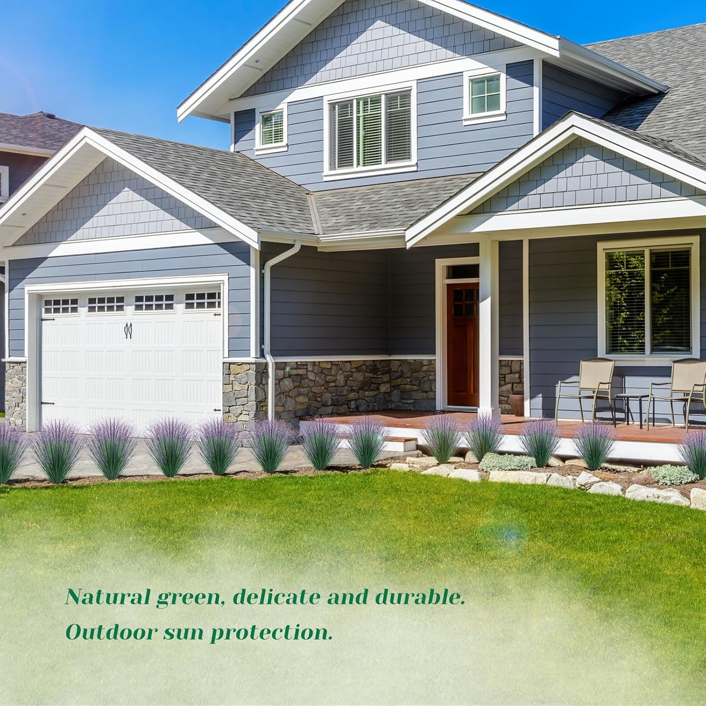 24Pcs Artificial Grass Plants, Faux Shrubs Wheat Grass, Artificial Tall Grass Fake Plants for Outdoor Decor,Artificial Greenery Stems Weed for Room Indoor Home Decor（Green Purple Tail）