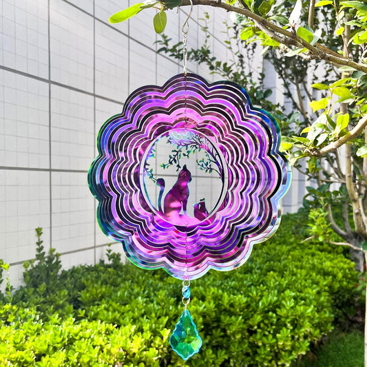 Wind Spinner, Hanging Wind Sculptures,Wind Spinners for Yard and Garden Decor,Yard Decorations Outdoor,Hanging Art Ornaments for Garden Yard Balcony Decor (Cat)