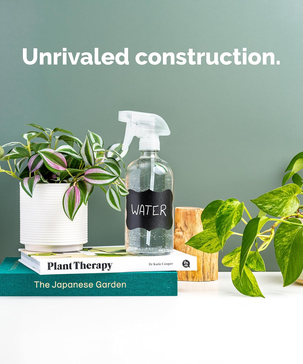 Vine Creations Glass Spray Bottles, 2 Pack Refillable Spray Bottles for Cleaning Solutions, Clear Spray Bottle for plants, Water Spray Bottle Sprayer, Glass Spray bottles 16 oz with Waterproof Labels