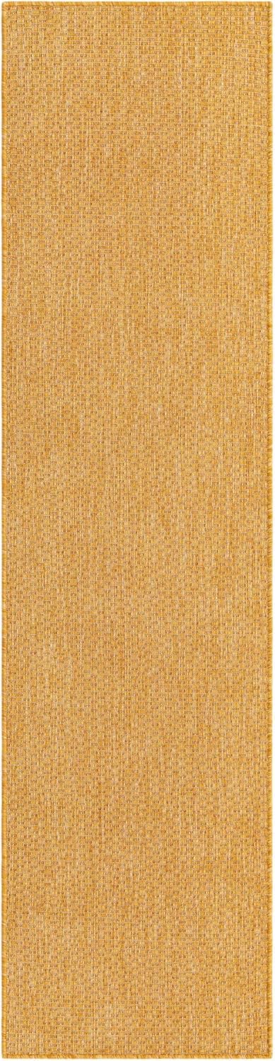 Unique Loom Collection Casual Transitional Solid Heathered Indoor/Outdoor Flatweave Area Rug (2' x 8' Runner, Corn Harvest Yellow)