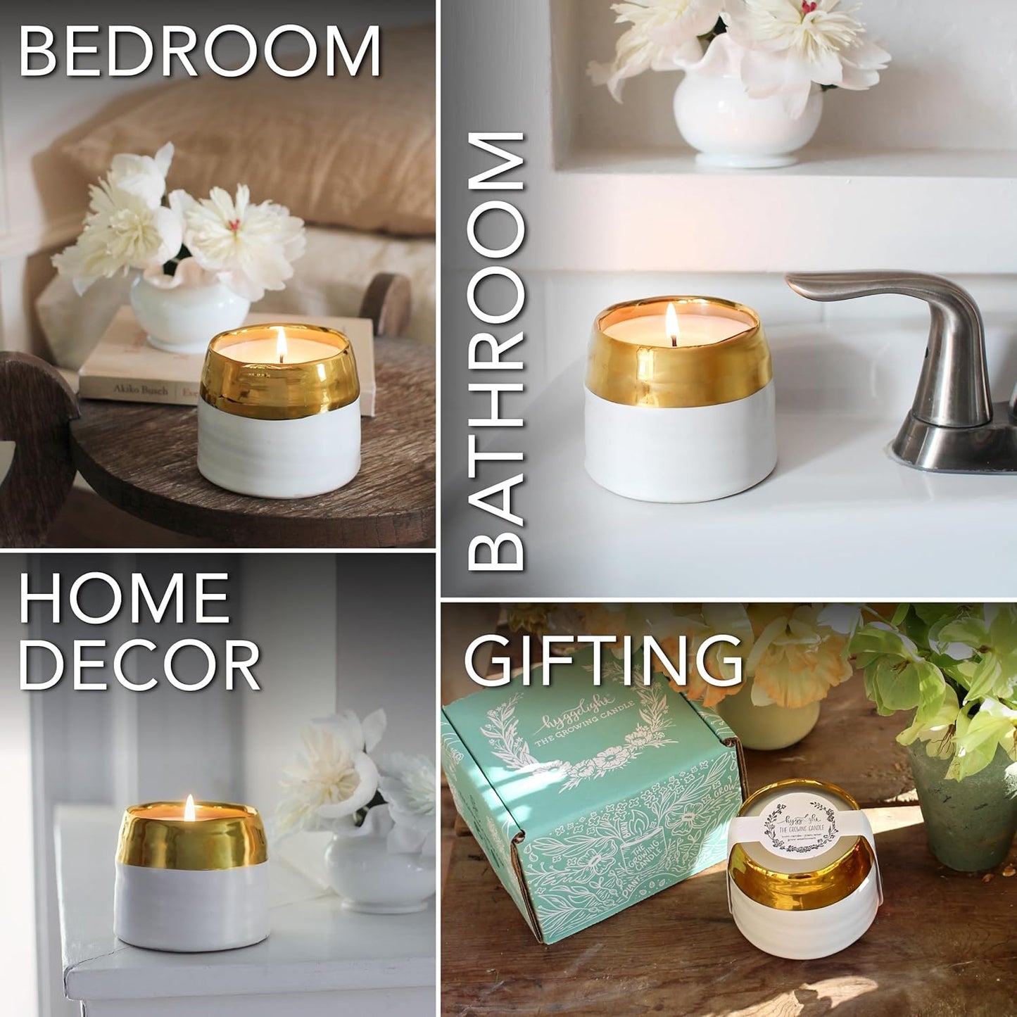 The Growing Candle, Chai Scented, 10oz Ceramic Pot, Aromatherapy Candles for Home, 100% Soy, Clara