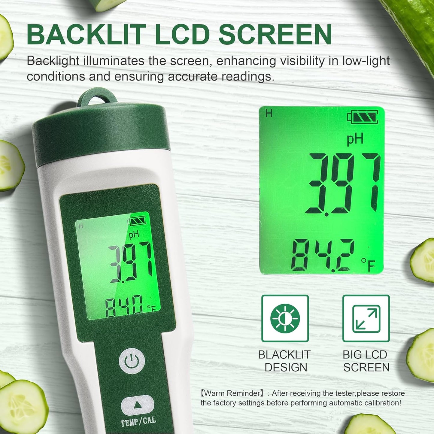 Digital pH Meter for Food, Food pH Tester with 2 pH Probe for Fermented Foods Dough