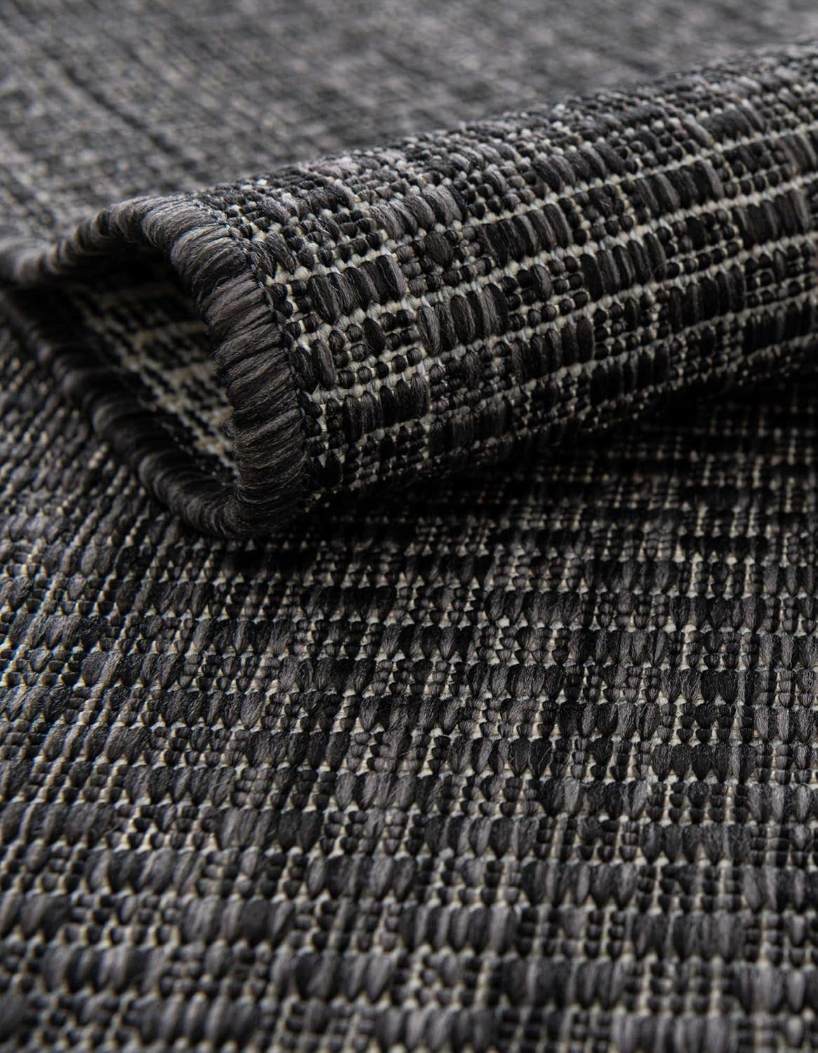 Unique Loom Outdoor Solid Collection Area Rug (10' x 13' 1" Rectangle Black/Ivory)