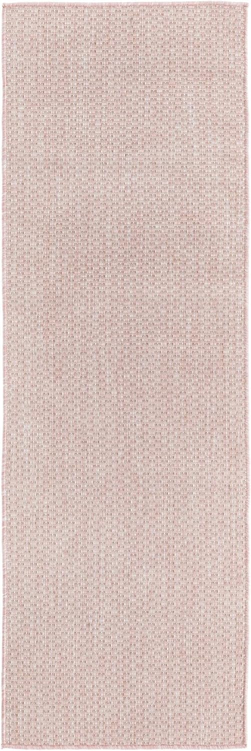 Unique Loom Collection Casual Transitional Solid Heathered Indoor/Outdoor Flatweave Area Rug (2' x 6' 1" Runner, Whisper Pink/Ivory)