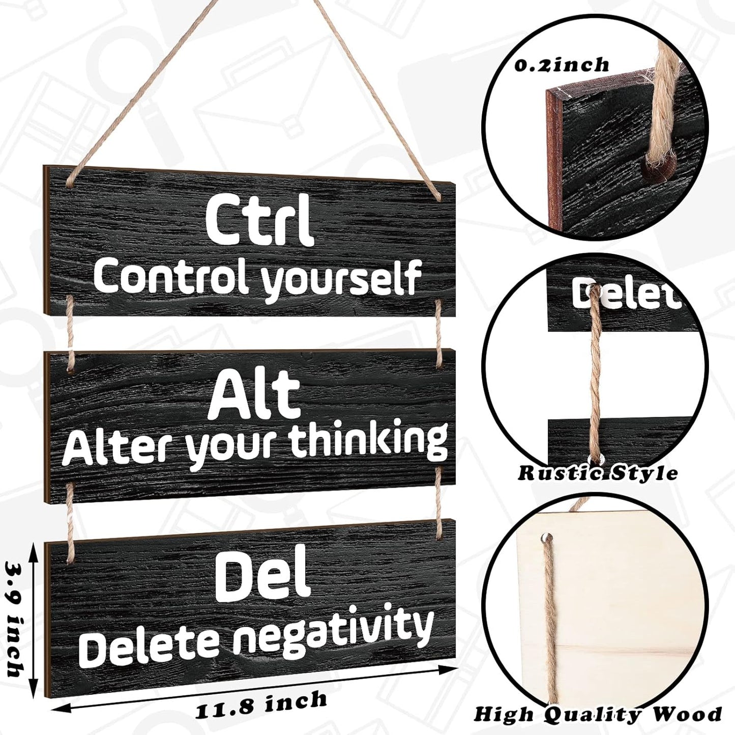 Office Wall Decor Inspirational Wall Art for Motivational Plaques Rustic Wooden Hanging Decor Positive Saying Quote Sign Art for Home Office Living Room(Black)